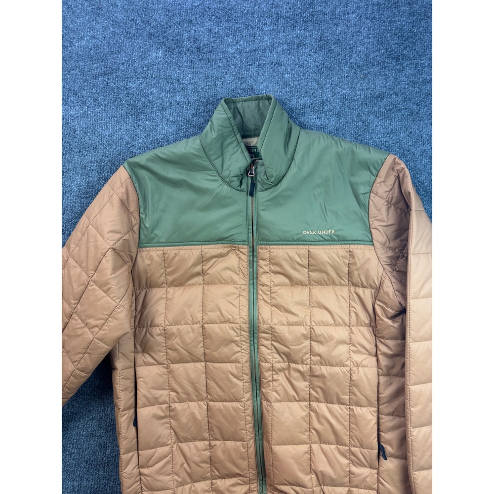 Over Under Wind River PackLite Jacket Mens L Green Tan Quilted Full Zip Puffer